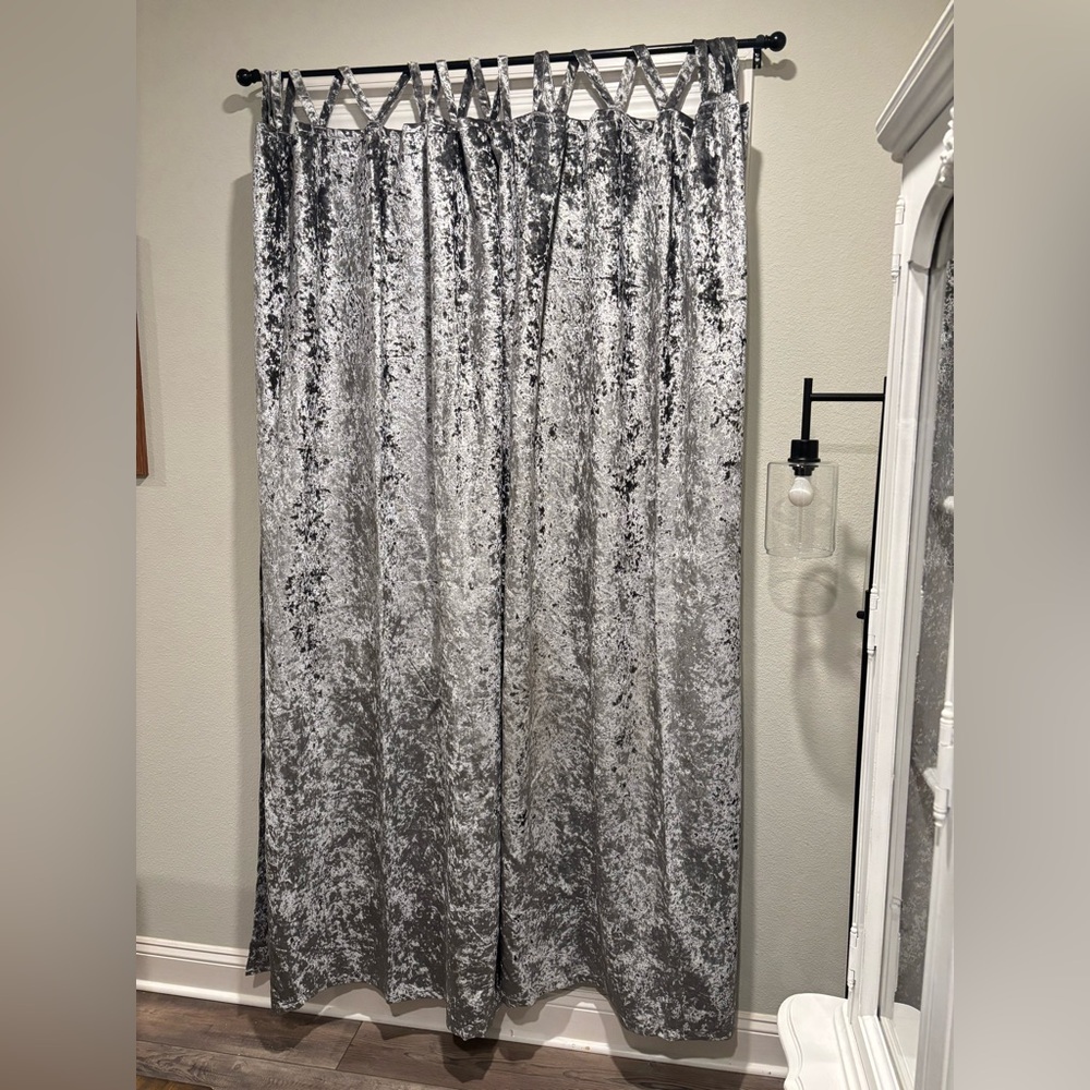 COPY - Silver Crushed Velvet Curtains